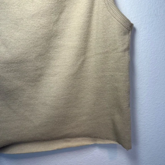 RVCA Haru Slide Graphic Tank Top Tan Ribbed Stretch Cropped NEW Women's Sz Large - Picture 11 of 13